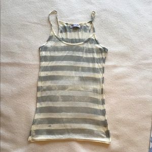 Michael Stars Ribbed Scoop Neck Cami Ivory/Gray OS